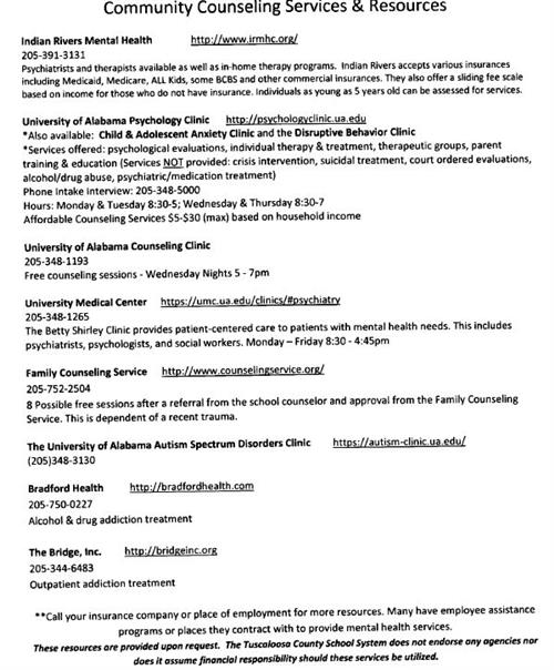Community Counseling Resources 